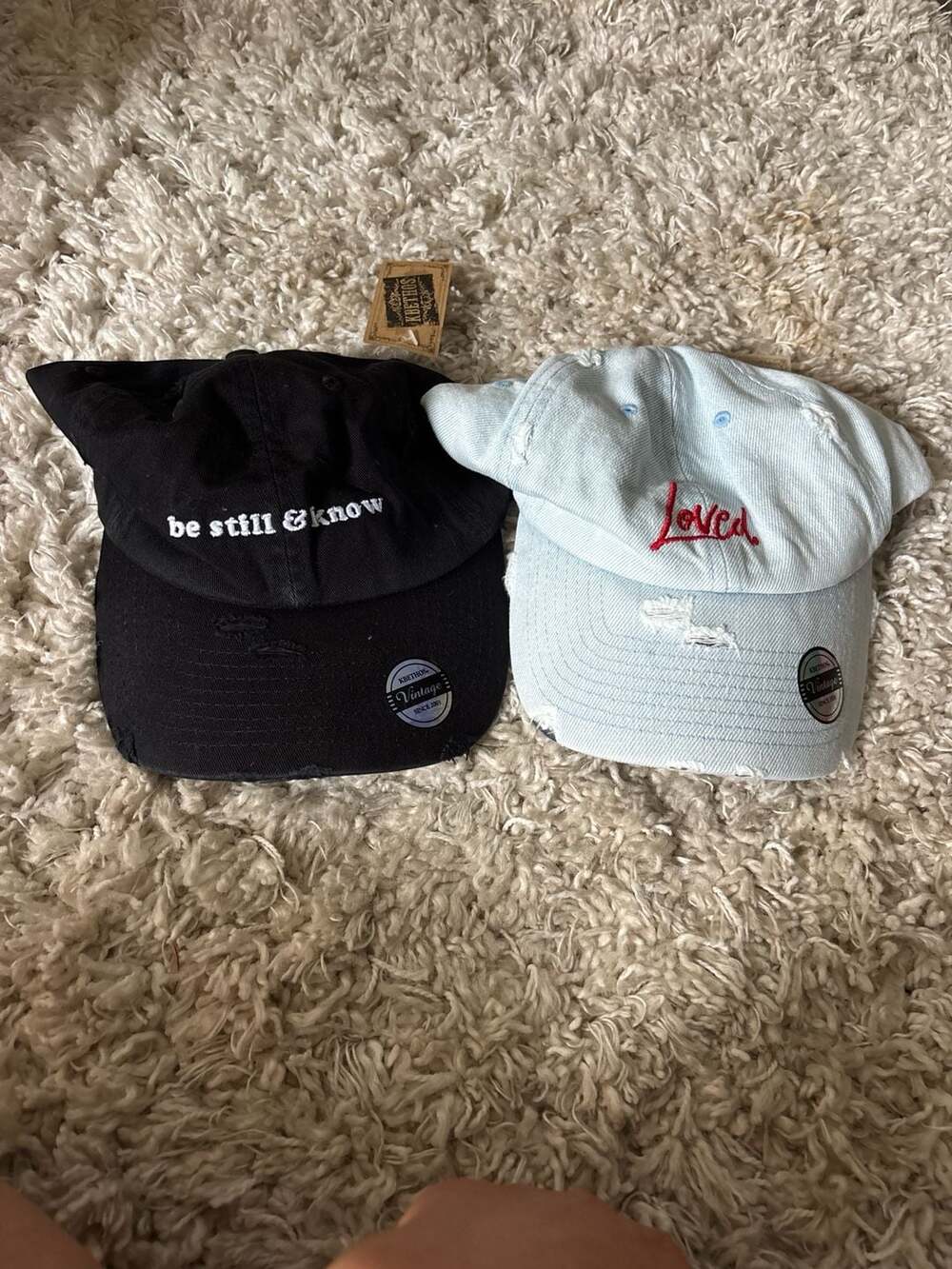 Baseball Caps Set of 2 - "be still & know" and "loved"